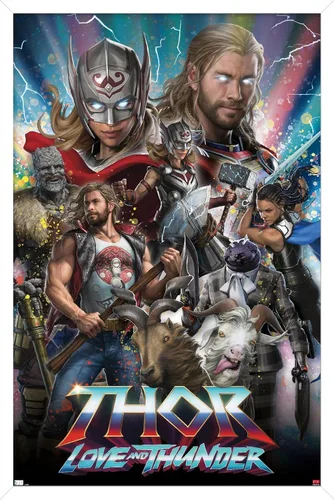Vista 13 de Trends International Marvel Thor: Love and Thunder - Póster de pared increíble, 14.725 x 22.375 pulgadas, versión enmarcada de madera de granero