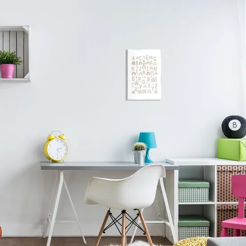 Vista 2 de Stupell Industries LSR Design Studio - Placa de pared con alfabeto arcoíris pastel