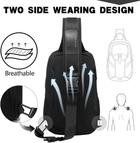 Vista 6 de JUMO CYLY Bolso bandolera de cuero para hombre con bolsa impermeable para hombre