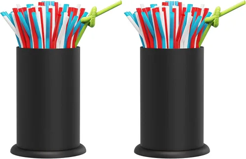 Vista 8 de MyLifeUNIT Dispensador de soporte para pajillas, organizador de utensilios de cocina de acero inoxidable 6.7 x 4.9 pulgadas, negro