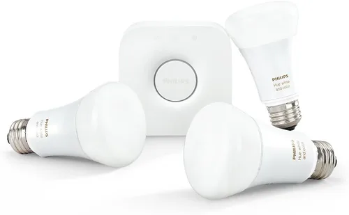 Vista 3 de Philips 456194 Hue White and Color Ambiance A19 Kit de inicio de bombilla de 2ª generación, funciona con Alexa