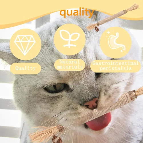 Vista 7 de Paquete de 6 palitos Silvervine para masticadores de gatos, palitos naturales para masticar gatos, juguetes interactivos para masticar, varitas