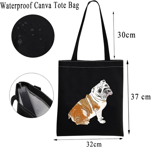 Vista 3 de MBMSO Regalos de bulldog inglés bolsa de mano de bulldog inglés regalos para dueños perros mamá bolsa de compras