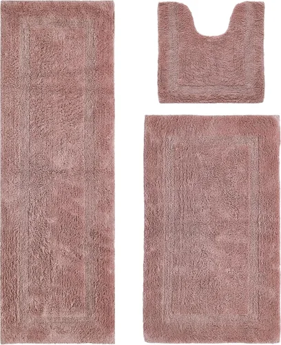 Vista 514 de Better Trends - Juego de 2 alfombras de baño 100% algodón, extra suaves, con borlas, de 17" x 24", alfombra de baño superabsorbente y reversible