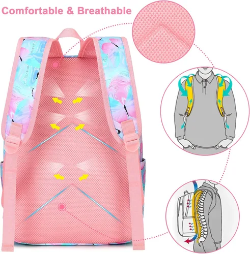 Vista 3 de CAMTOP Mochila escolar para niños, niñas y niños con lonchera para jardín de infantes y primaria, juego de bolsa de libros para edades de 4 a 10 años