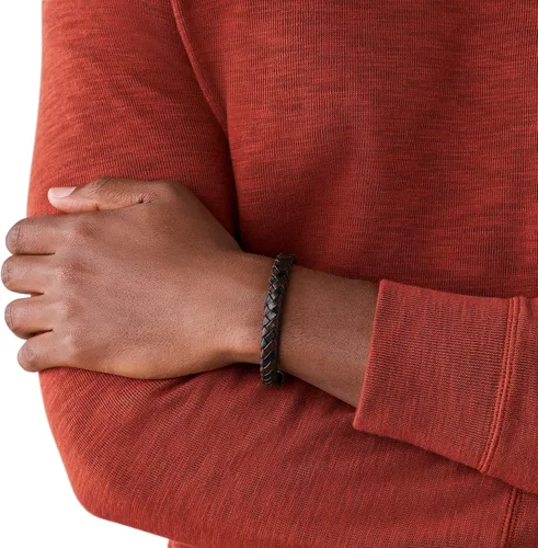 Vista 3 de Fossil Pulsera casual de acero inoxidable y cuero genuino para hombre, Acero inoxidable, Sin gemas.