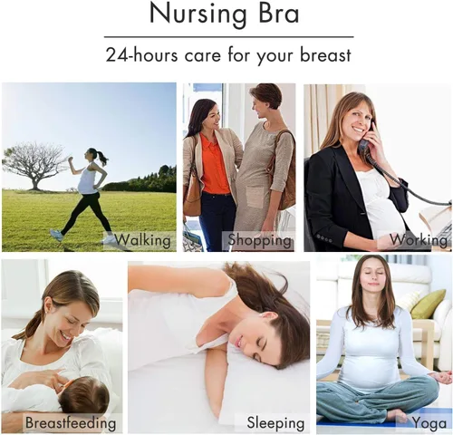 Vista 7 de Angelhood Brasier de lactancia para mujer, paquete de 5 unidades, brasier de lactancia materna sin costuras, sin costuras, con extensores de brasier