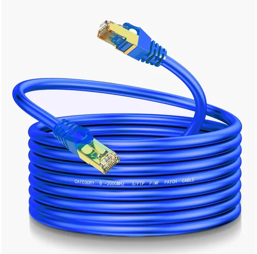 Vista 9 de Cable Ethernet Cat8 de 3 pies Redondo S/FTP para exteriores e interiores, resistente de alta velocidad, cable de red LAN Cat8, 40Gbps 2000Mhz