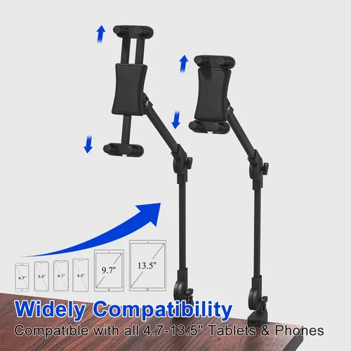 Vista 3 de Soporte de mesa para tablet, soporte de escritorio giratorio de 360 grados con brazo largo ajustable, compatible con iPad Pro 12.9 Air Mini y todos
