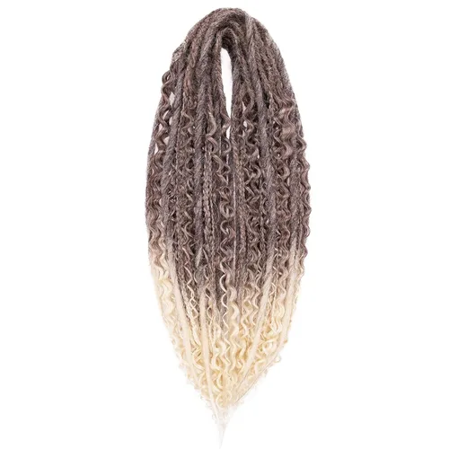 Vista 38 de Leeven Extensiones de Rastas Sintéticas de Doble Punta de 24 Pulgadas 30 Hebras Rastas Boho 613 Rubio 3 Estilos Mixtas Onduladas Rizadas DE Rastas