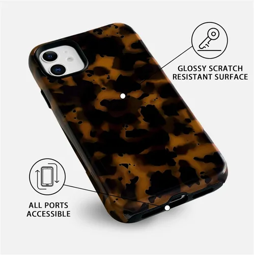 Vista 6 de NITITOP Funda magnética compatible con iPhone 11, compatible con MagSafe lindo diseño estético de leopardo ámbar tortuga para mujeres, hombres