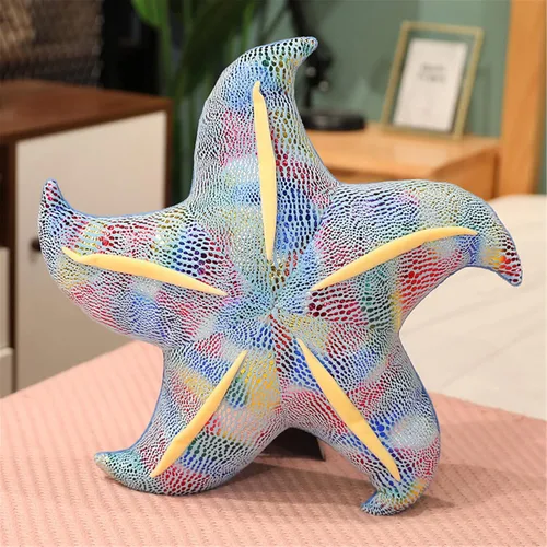 Vista 2 de Almohada de estrella de mar para sofá, cojín de suelo, almohada para el hogar (3.1 x 7.9 in, azul)