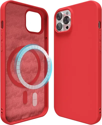 Vista 140 de oakxco Funda de silicona para iPhone 12 Pro Max, magnética, compatible con carga inalámbrica Magsafe, cubierta protectora de goma suave y delgada