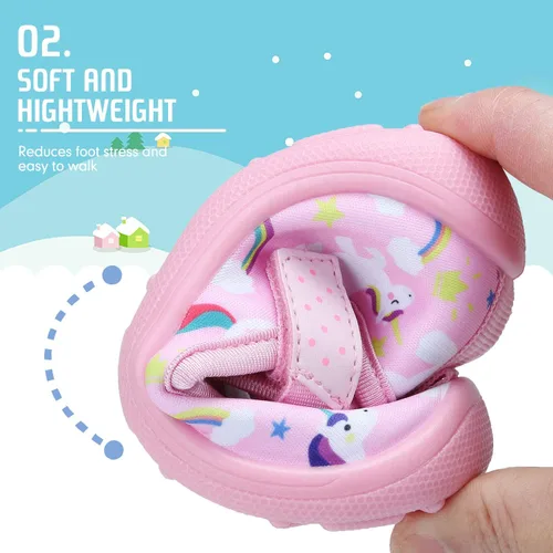 Vista 5 de FANTURE Zapatos de agua para niños y niñas, lindas sandalias acuáticas, playa, piscina, parque acuático, tenis acuáticos, para niños pequeños