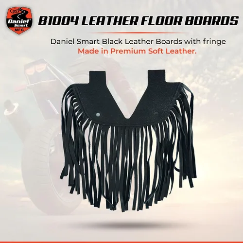 Vista 2 de Daniel Smart - Tabla de suelo de cuero para motocicleta con flecos, duradera, universal, color negro, borla, 1 pieza