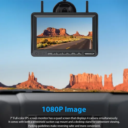 Vista 2 de ZEROXCLUB 1080P 7" Sistema de cámara de respaldo inalámbrica para RV, compatible con Furrion pre-cableado para RV, camión, remolque, monitor DVR