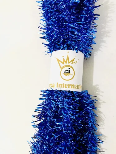 Vista 3 de Guirnalda de oropel azul de Navidad metálica de oropel con purpurina, guirnalda colgante para árbol de Navidad, decoración para barandilla