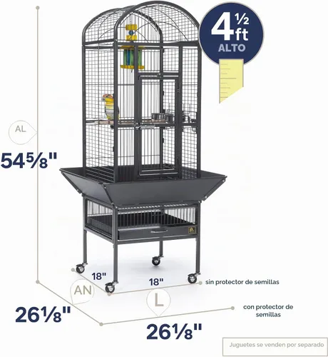 Vista 2 de Prevue Pet Products 34511 Dometop - Jaula para pájaros, pequeña, color negro negro (Black Hammertone)