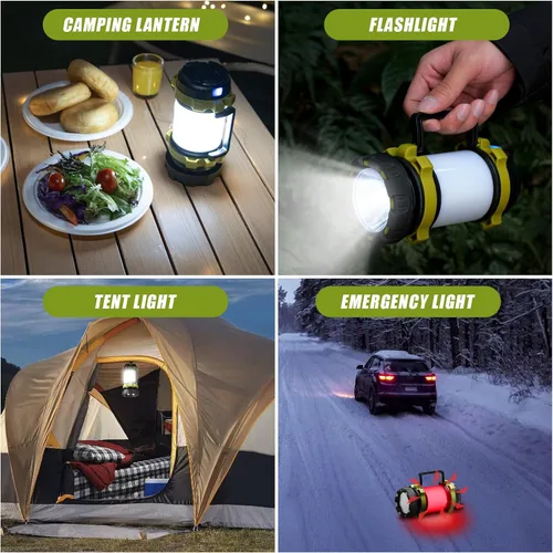 Vista 3 de Linterna de camping recargable, linterna LED AlpsWolf con capacidad de 4000, 6 modos, impermeable IPX4, linternas recargables portátiles para cortes
