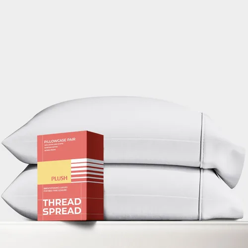 Vista 21 de Thread Spread Fundas de Almohada de Algodón Egipcio 100% Tamaño Estándar/Queen Juego de 2 - Fundas de Almohada Beige Satén de Lujo con Cuenta