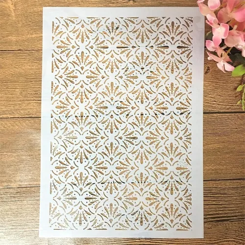 Vista 20 de TIAMECH Plantilla A4 reutilizable de líneas de símbolos pequeños para pintar, plantilla de capas de textura de cuadrícula, arte de pared
