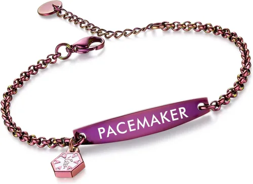 Vista 80 de LinnaLove - Pulsera de identificación de alerta médica con cadena Rolo simple pregrabada para mujer
