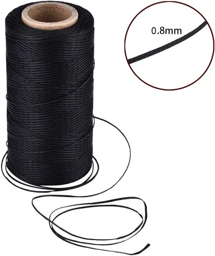 Vista 3 de 2pcs 150D 0.031 in Costura de Cuero Artesanía Costura Artesanía Hilo encerado Cuerda Cuerda Cuerda (Negro y Beige)