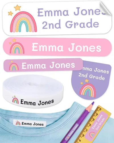 Vista 20 de 155 etiquetas de nombre personalizadas para la escuela de niños, etiquetas para planchar para ropa y etiquetas con nombre, etiquetas para ropa