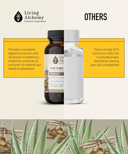 Vista 10 de Your Flora Probiotic Terrain - Probióticos sin OMG con soja fermentada, aloe vera y olmo resbaladizo para el equilibrio intestinal y la digestión