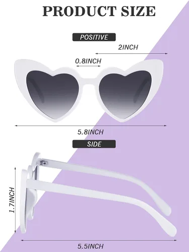 Vista 2 de Flutesan 15 pares de lentes de sol con forma de corazón para despedida de soltera para mujeres