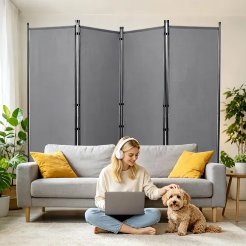 Vista 14 de Pantalla de pared divisora de habitación de 4 paneles de ancho para Beige