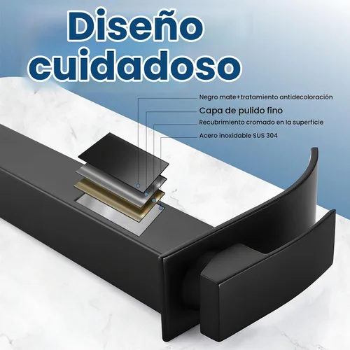 Vista 8 de Airuida Grifo de fregadero de recipiente, grifo de cascada alto negro sin