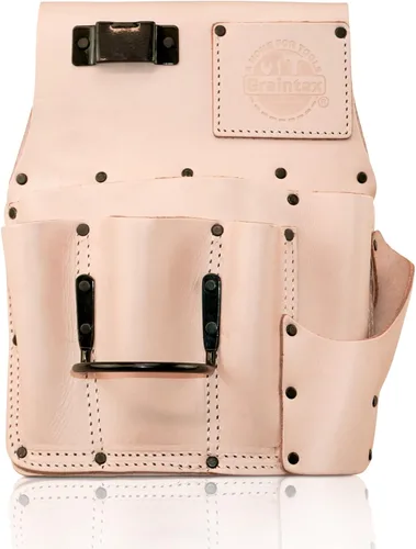 Vista 10 de Graintex Bolsa de yeso de cuero de grano superior resistente, soporte para martillo de acero, cinturón de herramientas de yeso, bolsa