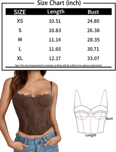 Vista 7 de Dealmore Corsé para mujer, para salir de malla de encaje, para citas, noche, tirantes delgados, para fiesta, club