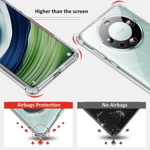 Vista 2 de USTIYA Funda para Huawei Mate 60 Pro Clear TPU Cuatro Esquinas Cubierta Protectora Transparente Suave