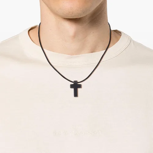 Vista 3 de COAI Collar con colgante de cruz de piedra de obsidiana de joyería religiosa