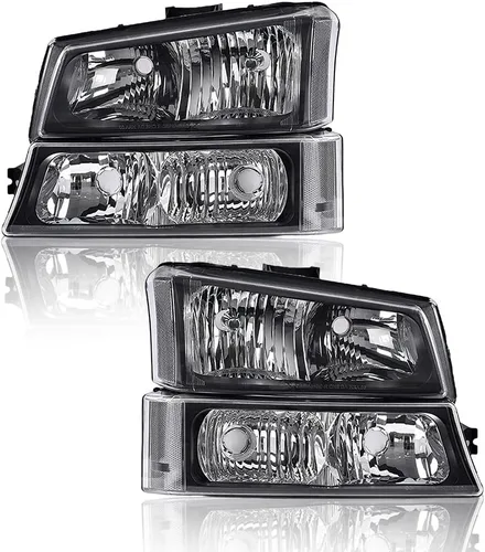 Vista 17 de G-PLUS Faros delanteros compatibles con Chevy Avalanche 1500 2500/Ajuste Chevy Silverado 1500 2500 HD 3500 2003-2006, lente transparente, carcasa
