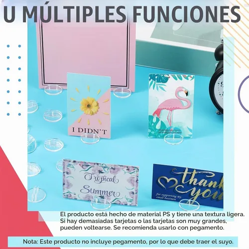 Vista 6 de Yinkin 25 soportes de plástico para tarjetas de 1 pulgada, clips de base