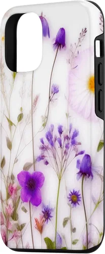 Vista 2 de iPhone 14 Mezcla de flores silvestres ramo floral patrón púrpura caso