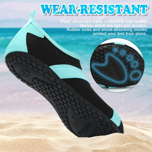 Vista 5 de VIFUUR Zapatos de agua para hombre y mujer, calcetines acuáticos de secado rápido para playa, natación, yoga, deportes al aire libre