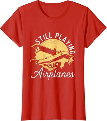 Vista 73 de Still Playing With Airplanes - Camiseta de control remoto RC Avión Piloto, Negro
