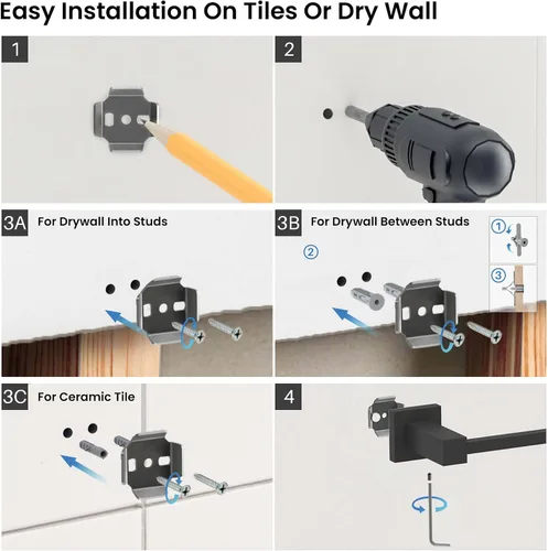 Vista 8 de KIBI Cube - Juego de accesorios de baño de 5 piezas, kit de accesorios de baño para montar en la pared, latón premium, incluye toallero, anillo