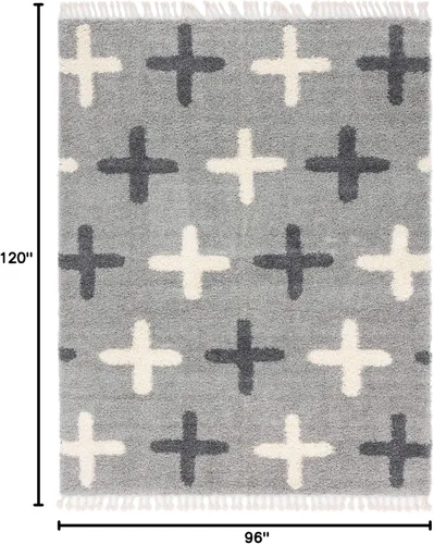 Vista 2 de Unique Loom Hygge Shag Collection - Alfombra moderna de inspiración marroquí con diseño geométrico, felpa y acogedora, rectangular, 8' 0" x 10' 0