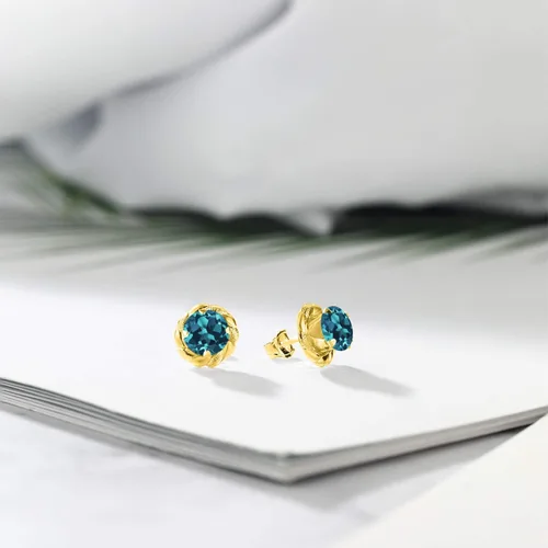 Vista 373 de Gem Stone King Aretes de plata de ley 925 de 0.236 in con piedra natal redonda para mujer