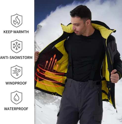 Vista 3 de CNTRITON Chaqueta de snowboard para hombre, abrigo de esquí de nieve, invierno, cálido, impermeable, aislado, parka de snowboard