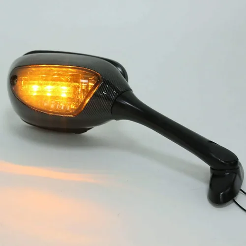 Vista 3 de Green-L Par de espejos retrovisores laterales de fibra de carbono con luz de señal para Suzuki GSXR600 GSXR750 2006-2024 GSXR1000 2005-2016 Estilo C