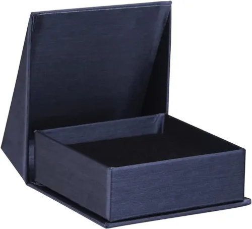 Vista 12 de ALLUREPACK Caja - Caja de regalo de joyería de papel de cartón cepillado de seda con cierre en ángulo moderno de élite, interior de espuma con Negro