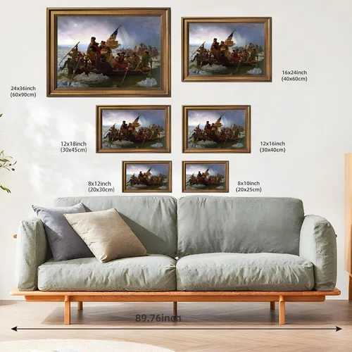 Vista 3 de George Washington Cruzando el Delaware Póster - Pósteres de la Guerra Revolucionaria, Arte de Pared Clásico Retro, Historia, Impresión en Lienzo