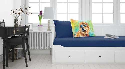 Vista 2 de Caroline's Treasures DAC2490PILLOWCASE Chow Chow Hippie Dawg Funda de almohada estándar, ligera, súper suave, fácil de cuidar, decorativa, funda