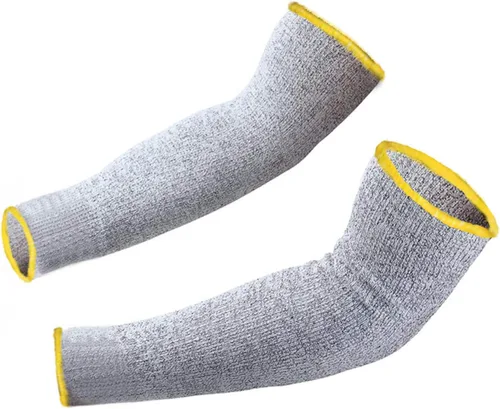 Vista 12 de 5 pares de mangas protectoras para brazos, protección de nivel 5 resistente a cortes con orificio para el pulgar (negro)
